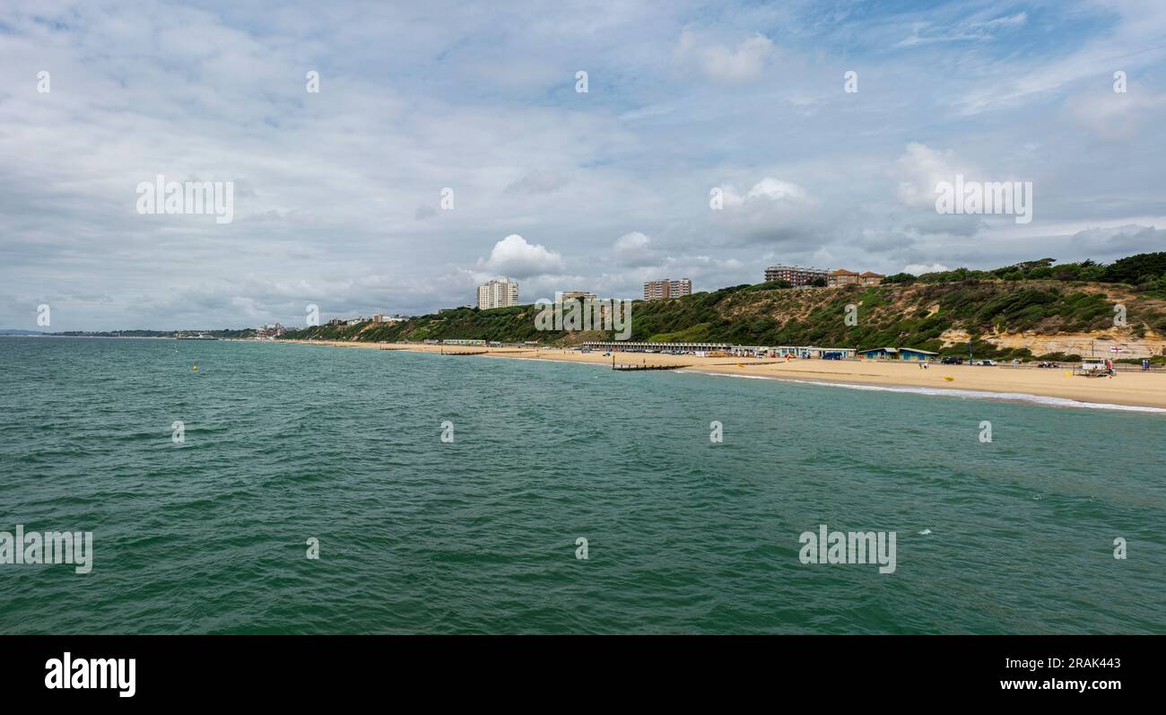 Boscombe e Bournemouth Beach, Regno Unito Foto Stock