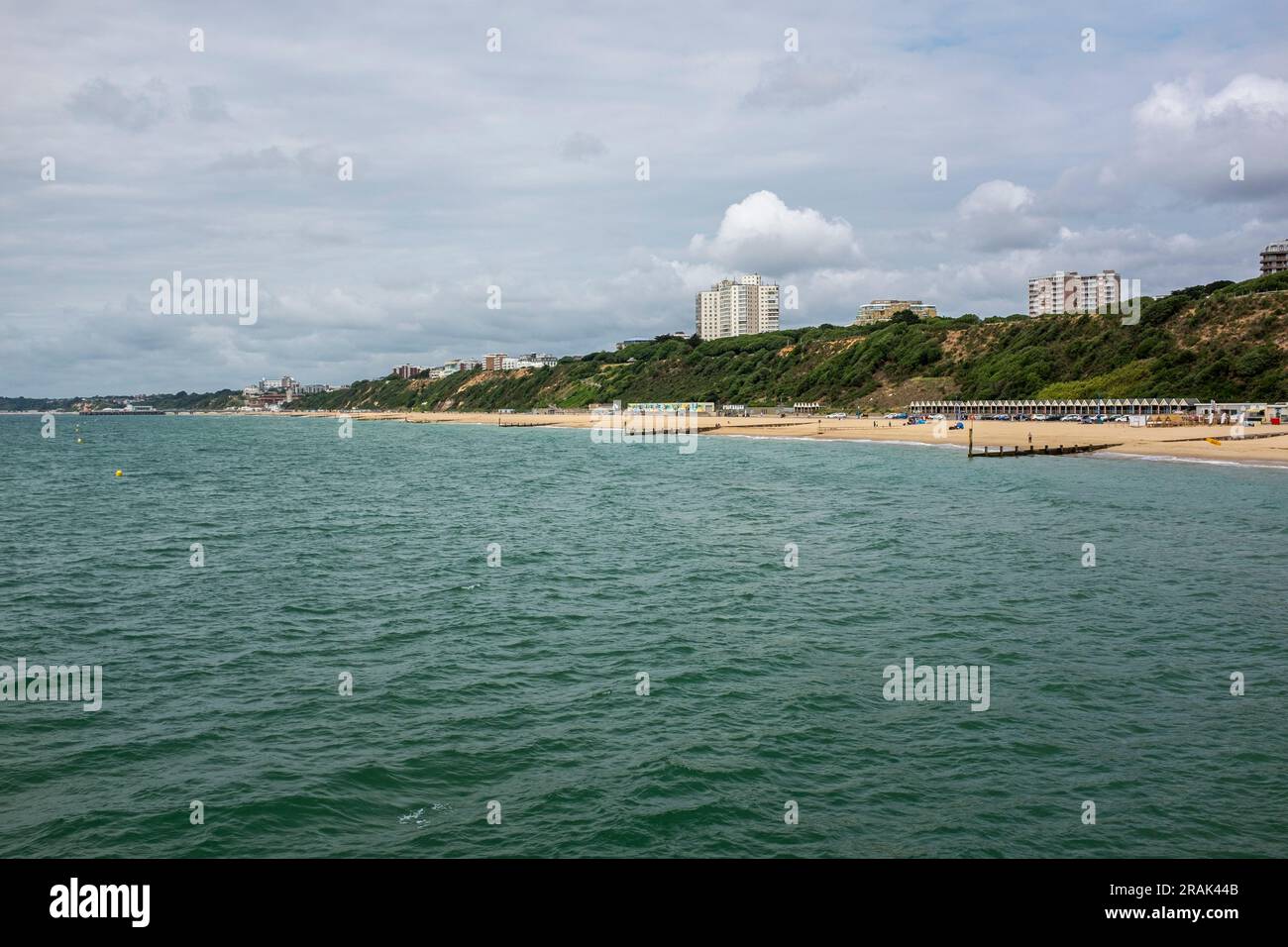 Boscombe e Bournemouth Beach, Regno Unito Foto Stock