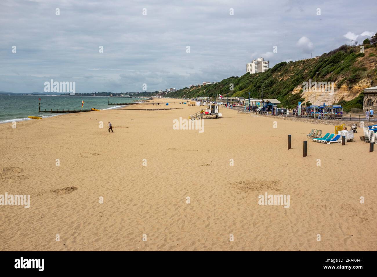 Boscombe e Bournemouth Beach, Regno Unito Foto Stock
