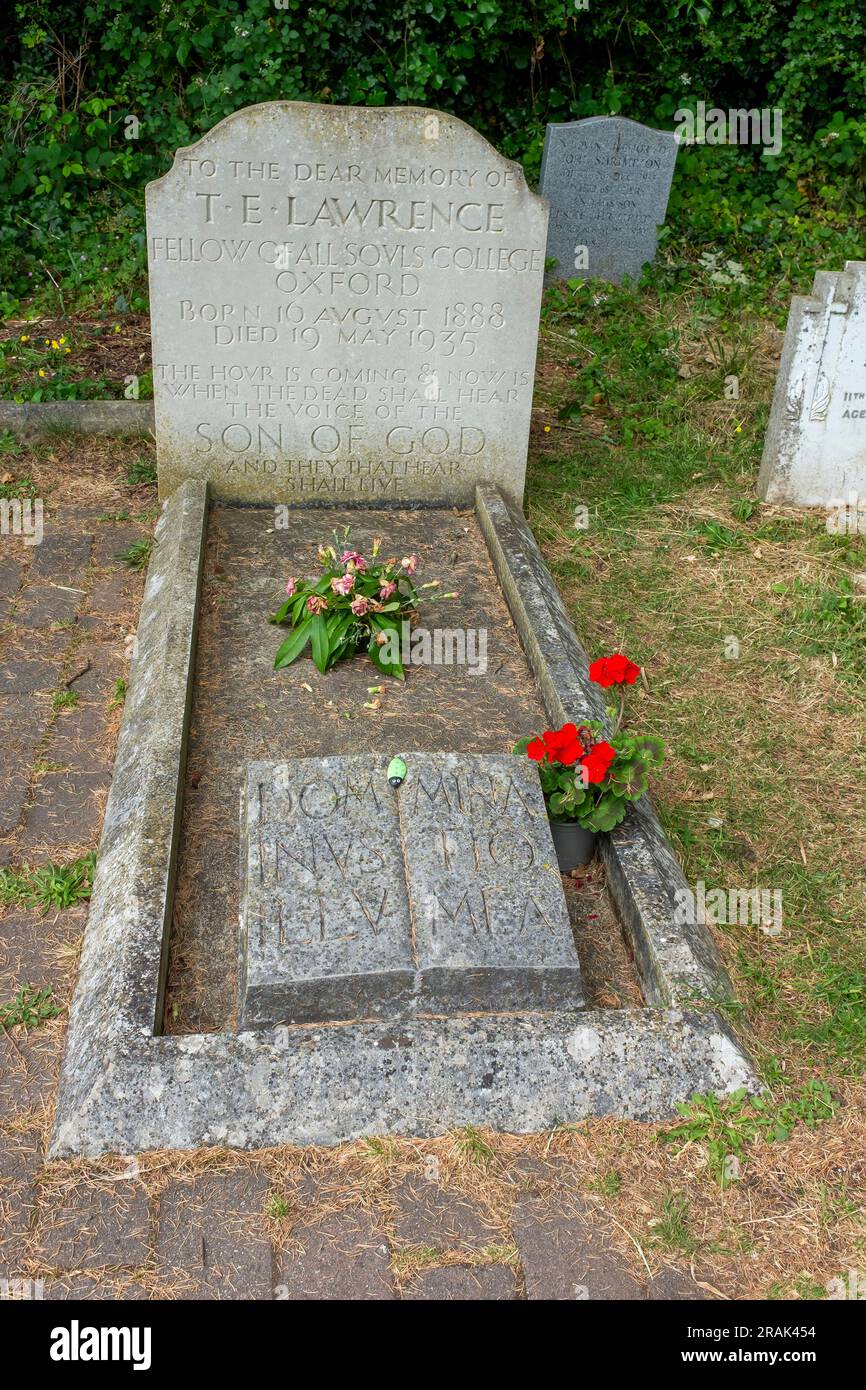 La tomba di T.e Lawrence, alias. Lawrence d'Arabia a Moreton, Dorest, Regno Unito Foto Stock