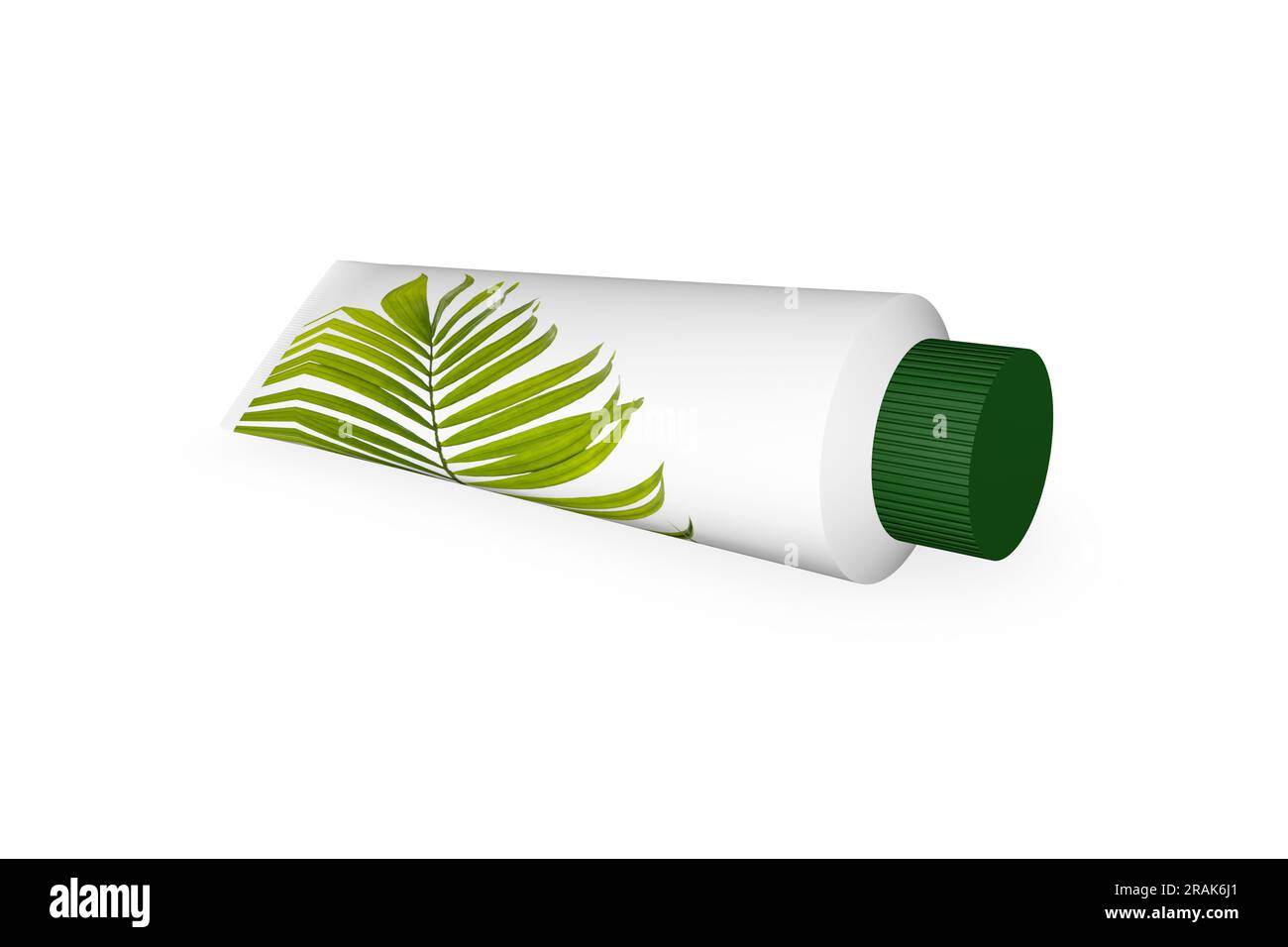 Rendering 3D di un tubo per prodotti cosmetici naturali o dentifricio con cappuccio a svitamento Foto Stock