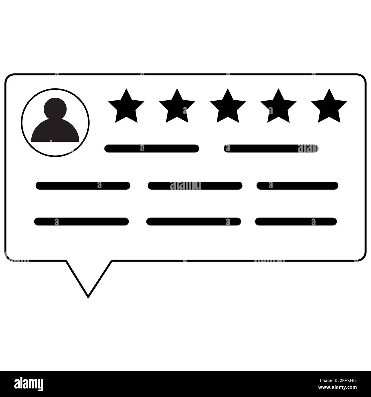 Icona revisione utente online. Segnale di feedback del cliente. Simbolo di valutazione dell'esperienza di revisione del feedback dei clienti. piatto. Foto Stock