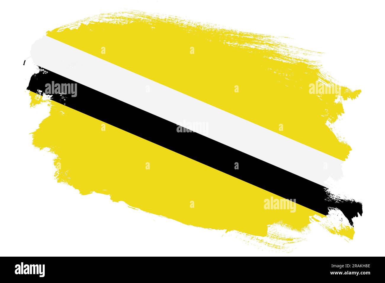Bandiera nazionale del Brunei su sfondo bianco ruvido pennello con tratti grunge Foto Stock