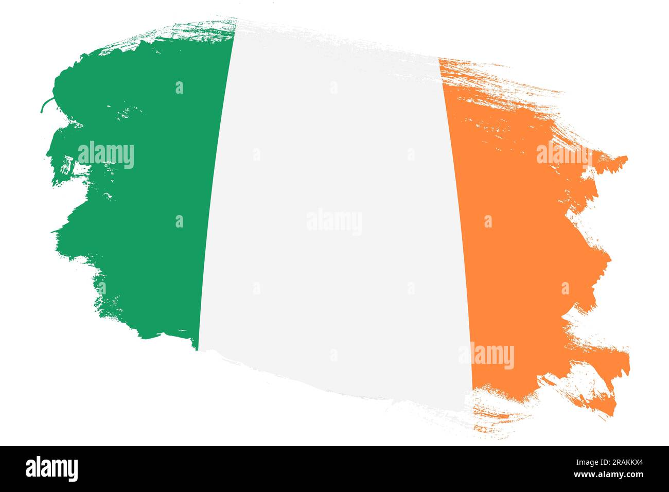 Bandiera nazionale irlandese su sfondo bianco ruvido pennello con tratti grunge Foto Stock