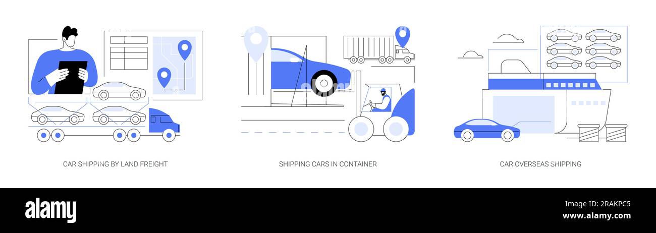 Automotive International shipping illustrazioni astratte dei vettori. Illustrazione Vettoriale