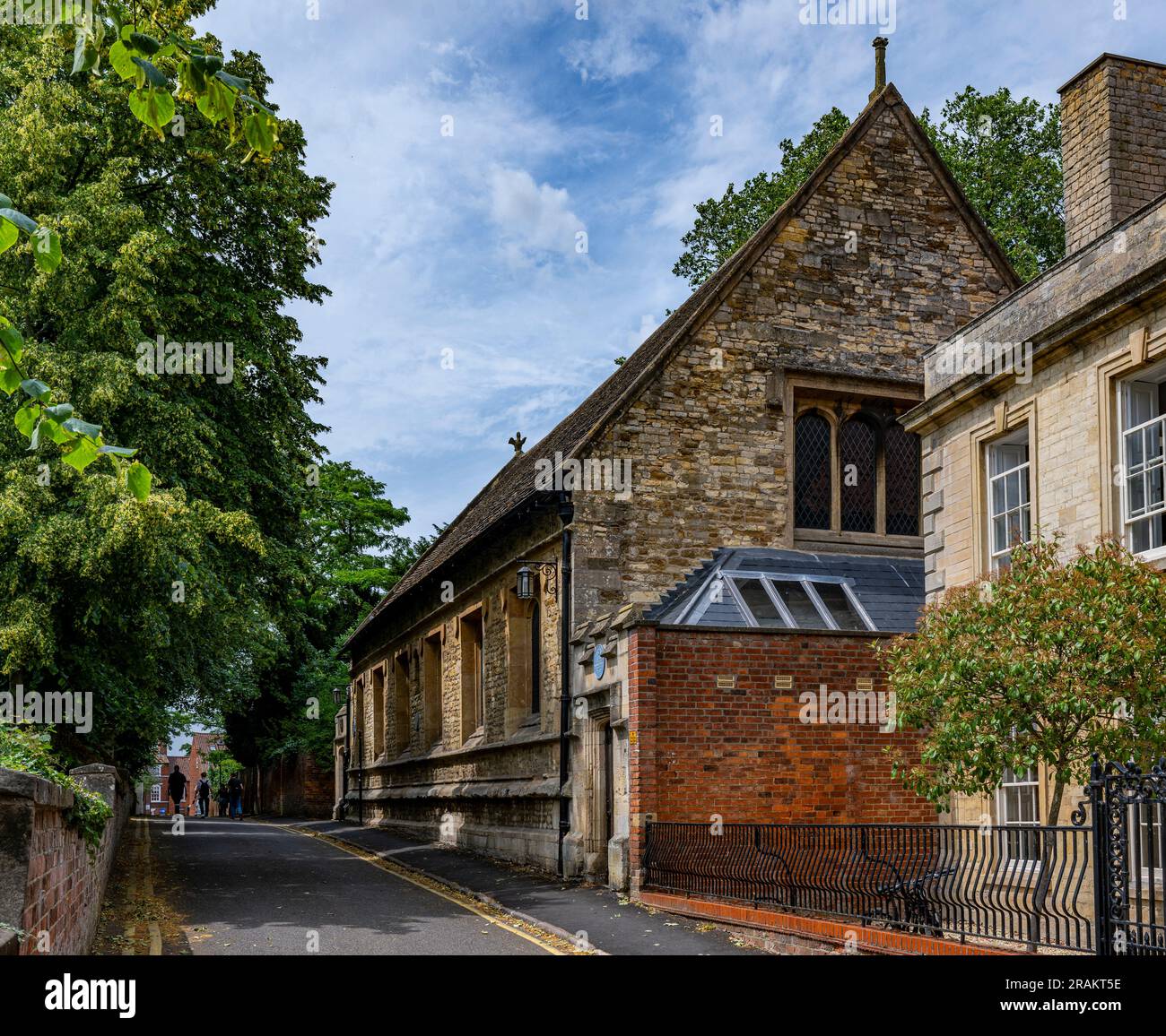 The King's School, Grantham, Lincolnshire, Inghilterra, Regno Unito. La sala dove Sir Isaac Newton andava a scuola prima dell'università a Cambridge Foto Stock