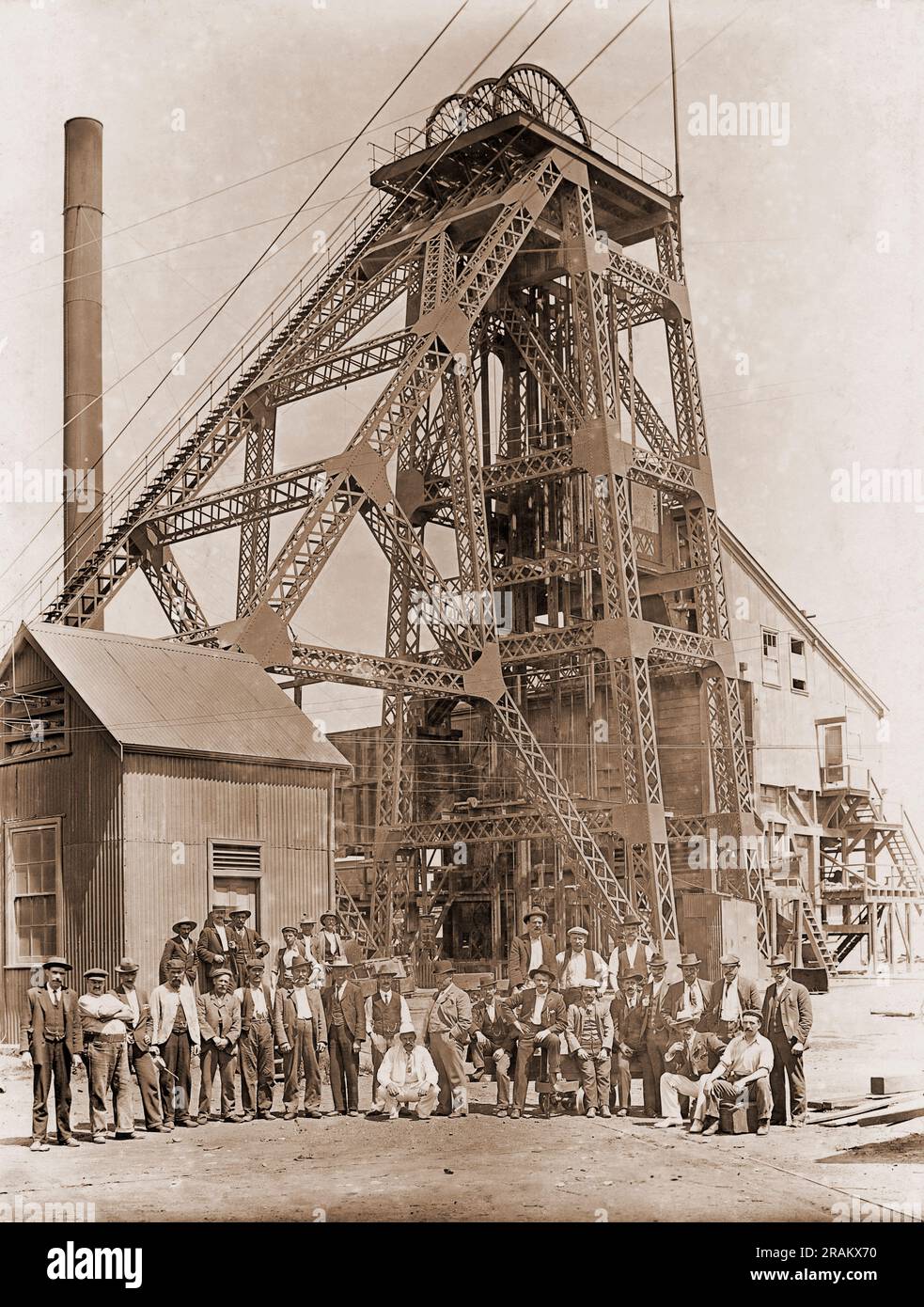 Robinson Deep Shaft No. 1, miniera d'oro, Sud Africa, circa 1880 Foto Stock