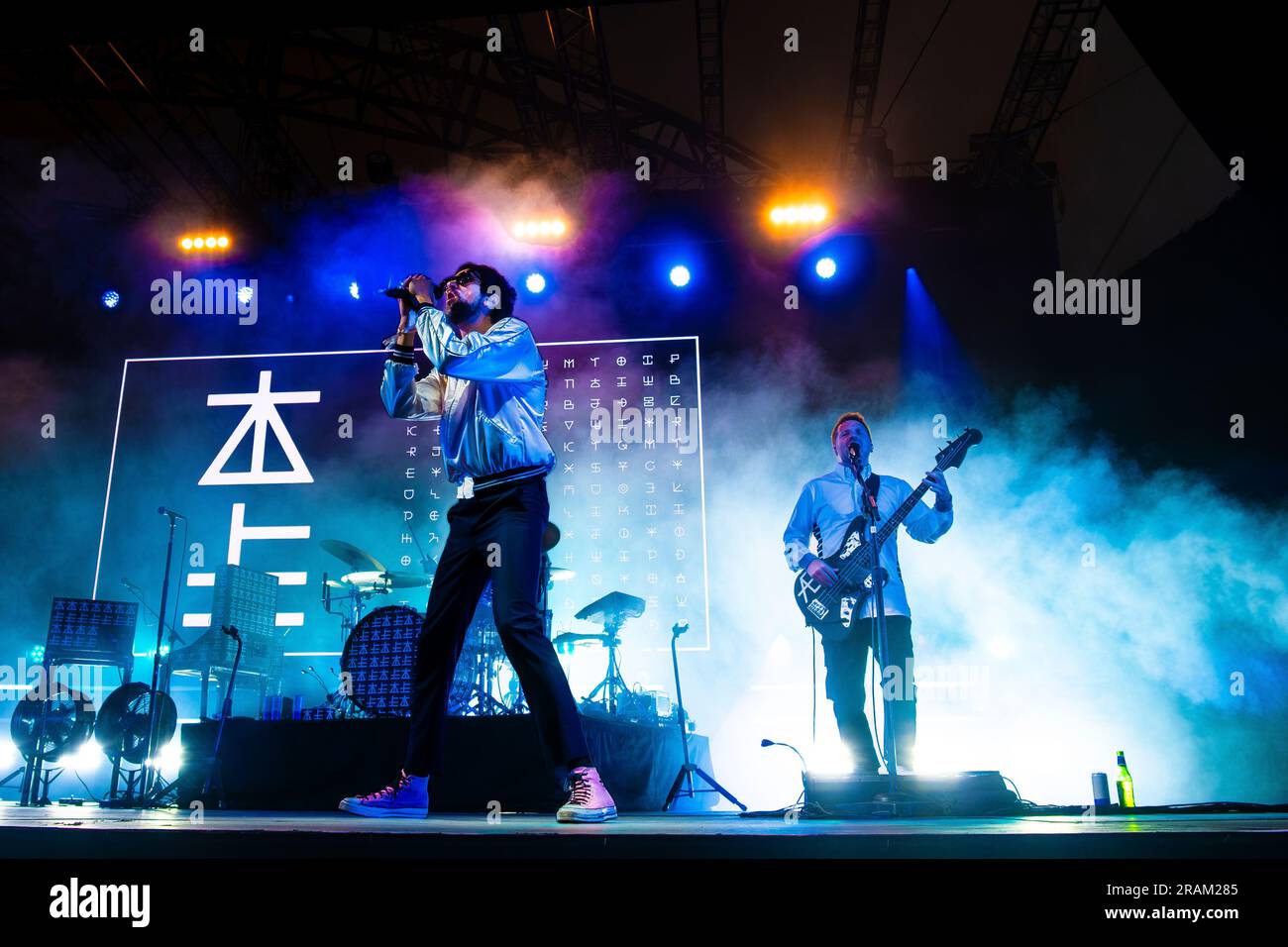 Kasabian ha scosso l’Eden Project questo fine settimana come parte delle Eden Sessions di quest’anno. I Rockers di Leicester noti per i loro tracciati mozzafiato come LSF, Empire, Foto Stock