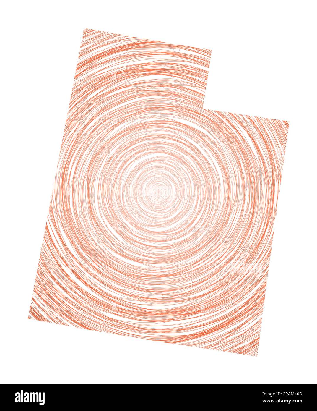 Mappa dello Utah piena di cerchi concentrici. Cerchi di stile di schizzo in forma dello stato noi. Illustrazione vettoriale. Illustrazione Vettoriale