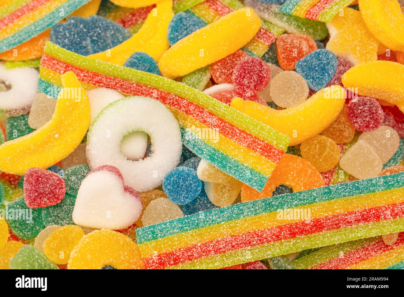 Caramelle gelate assortite. Vista dall'alto. Dolci alla gelatina. Foto Stock