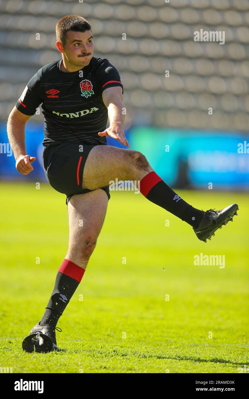 Città del Capo, SUDAFRICA - martedì 04 luglio 2023, Connor Slevin of England durante la partita del World Rugby U20 Championship tra Australia e Inghilterra all'Athlone Stadium di città del Capo, Sudafrica. Foto Stock