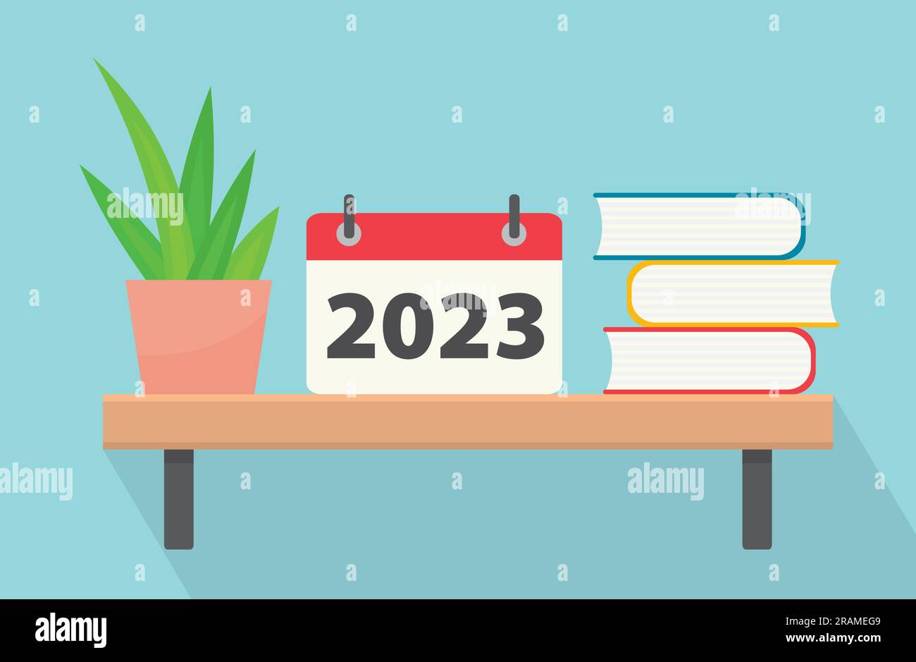 calendario 2023 anni sulla libreria - illustrazione vettoriale Illustrazione Vettoriale