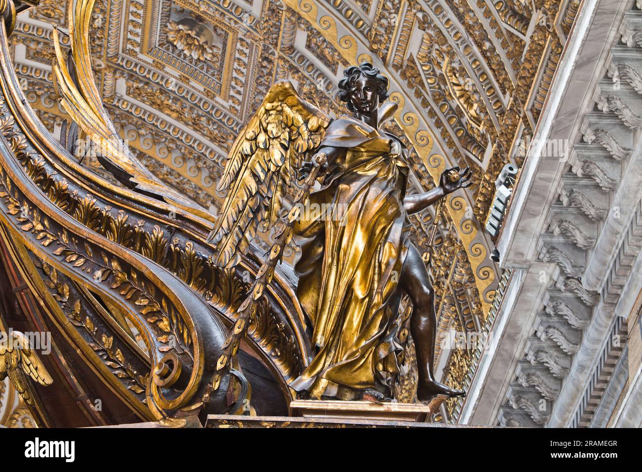 Baldacchino Bernini, St. Basilica di Pietro, San Pietro, Vaticano, città del Vaticano, Roma, Lazio, Italia Foto Stock