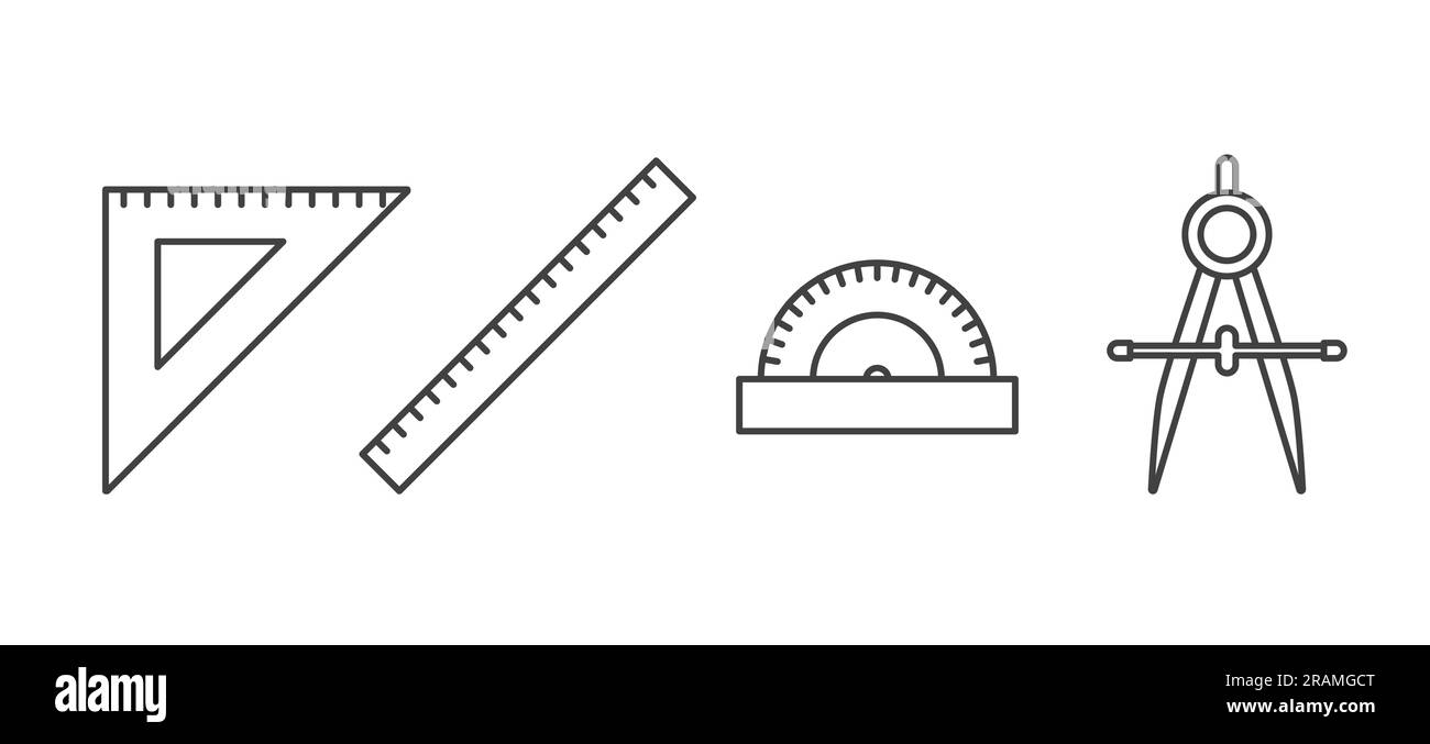 set di strumenti geometrici, scolastici - illustrazione vettoriale Illustrazione Vettoriale