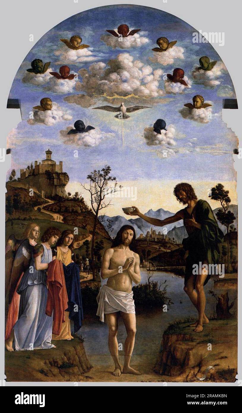 Il Battesimo di Cristo c.1493; Italia di cima da Conegliano Foto Stock
