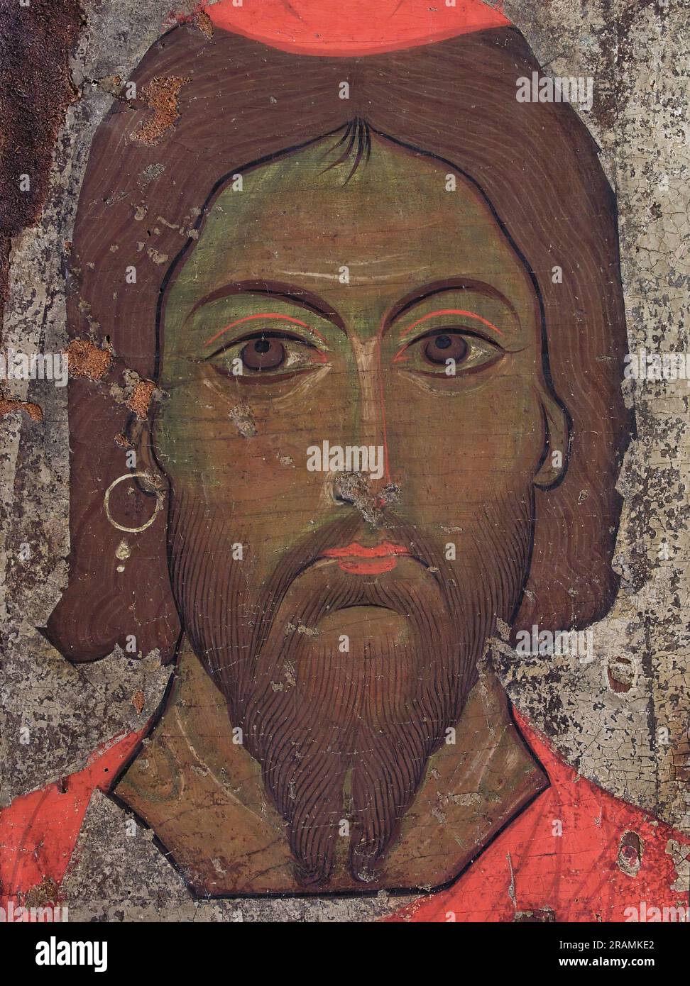 I magnifici affreschi bizantini all'interno della chiesa di Santa Croce, una parrocchia cattolica romana situata nella città di Nicosia a Cipro Foto Stock