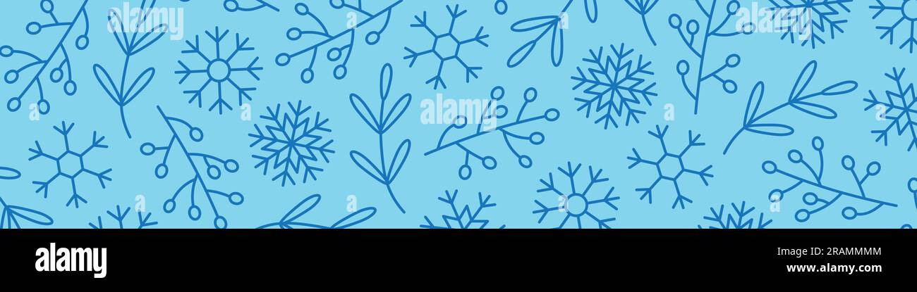 banner invernale, natalizio con fiocchi di neve e icone floreali - illustrazione vettoriale Illustrazione Vettoriale