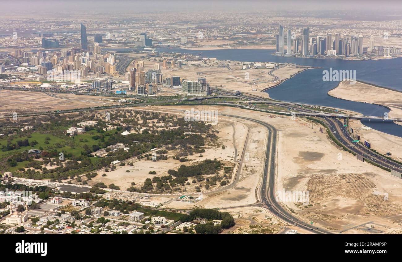 Aree di al Jaddaf e Creek Harbour di Dubai, Emirati Arabi Uniti Foto Stock