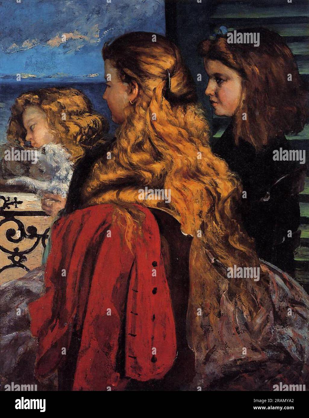 Three English Girls at a Window 1865 di Gustave Courbet Foto Stock