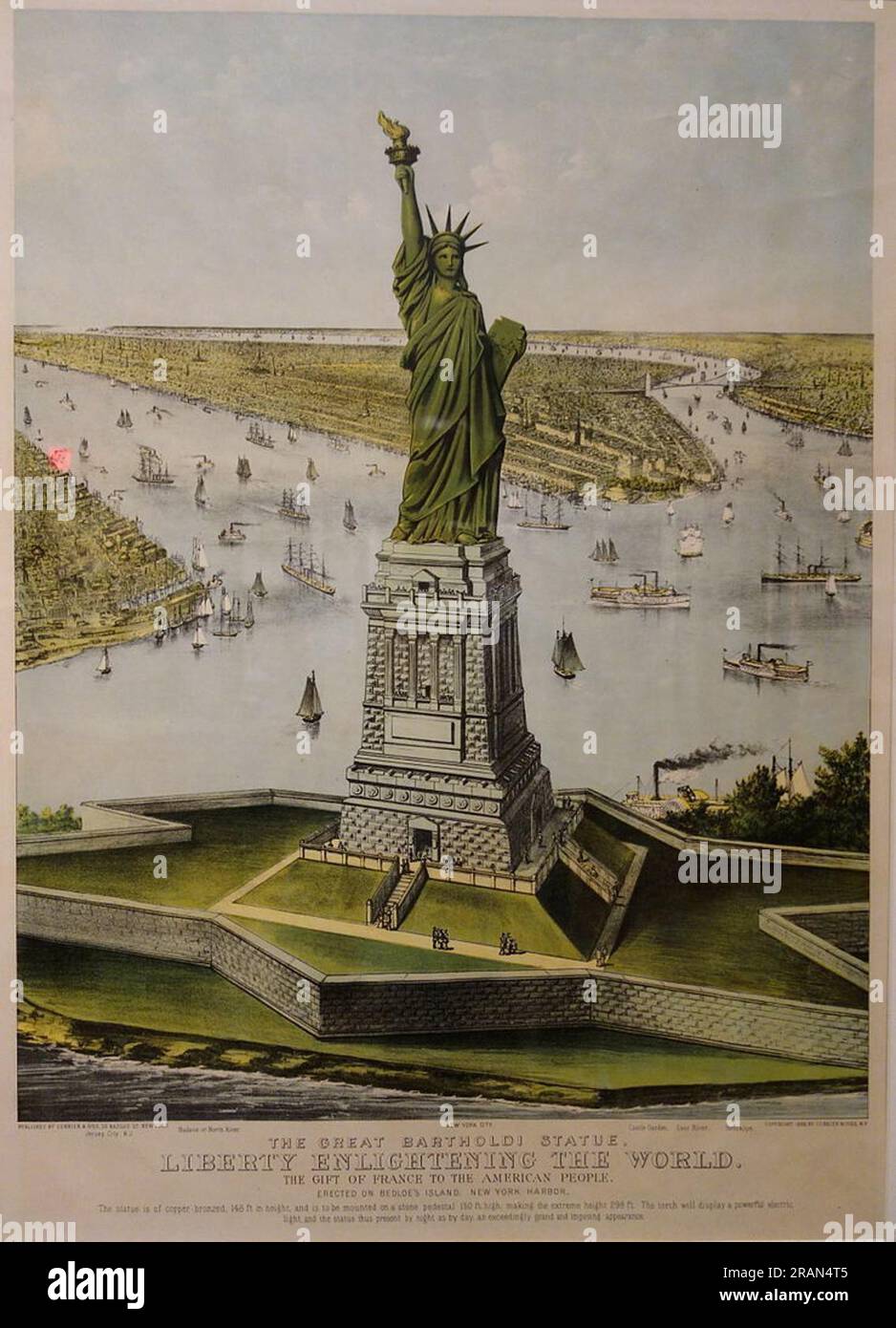 La statua del grande Bartholdi 1885 di Currier e Ives Foto Stock