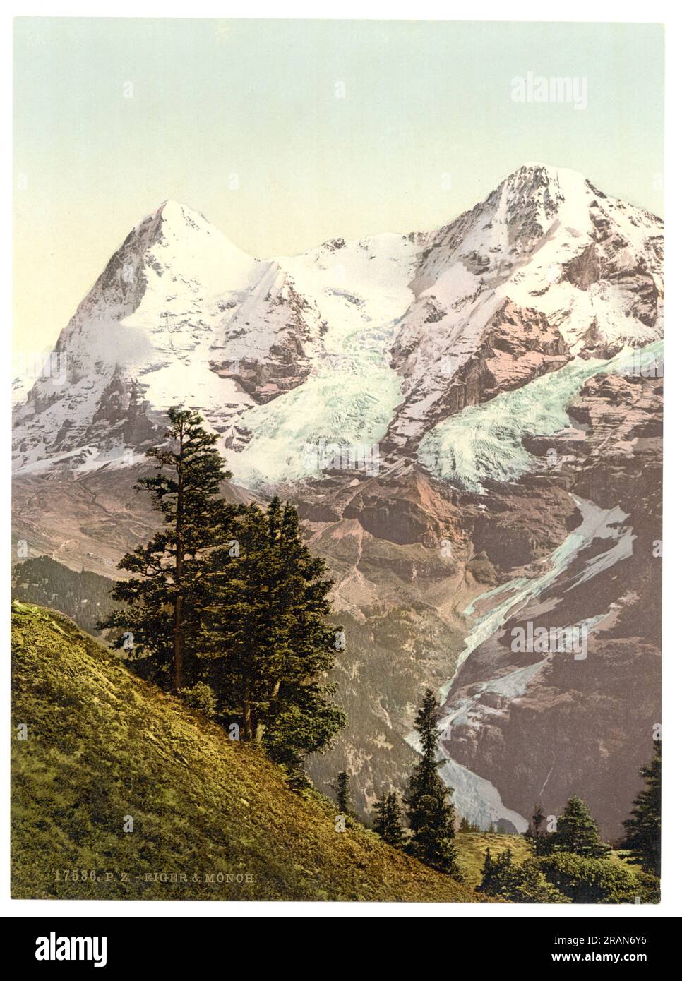 Eiger e Mönch, Oberland Bernese, Berna, Svizzera 1890. Foto Stock