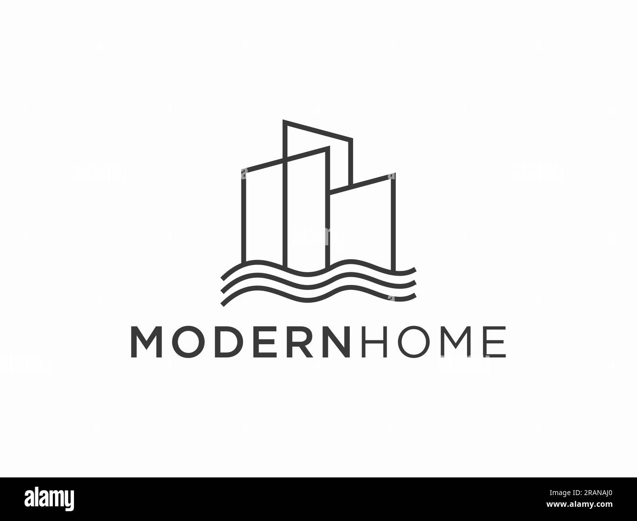 Design semplice e moderno con logo di architettura con grafica a grattacieli. Illustrazione Vettoriale
