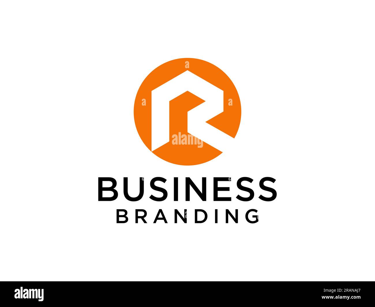 Logo moderno con lettera iniziale R. Forma geometrica arancione isolata su sfondo bianco. Utilizzabile per logo aziendali e di branding. Design Flat Vector Logo Tem Illustrazione Vettoriale