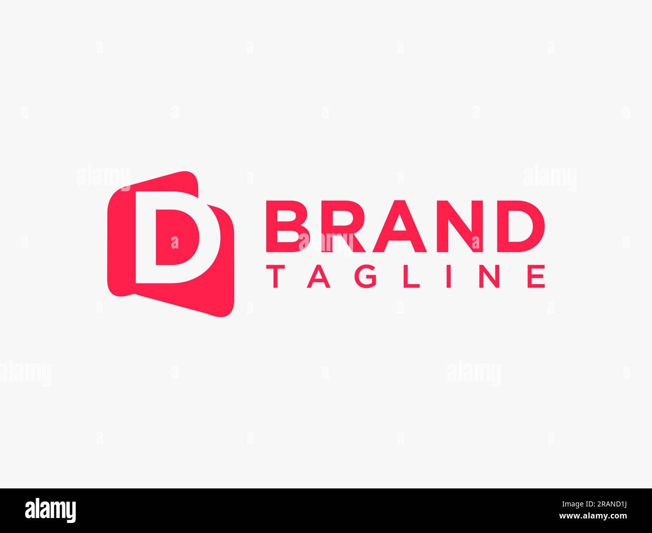 Logo D iniziale astratto. Forma rossa con spazio negativo. Utilizzabile per logo aziendali e di branding. Elemento modello disegno logo Flat Vector Illustrazione Vettoriale