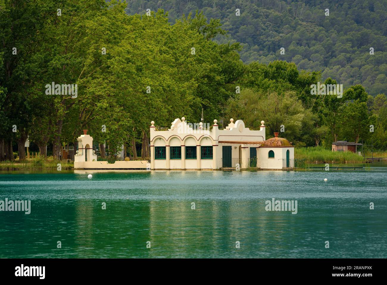 L'emblematica pesca del Marimon nel lago di Banyoles (Pla de l'Estany, Girona, Catalogna, Spagna), ESP: La emblemática pesquería Marimon en Banyoles Foto Stock