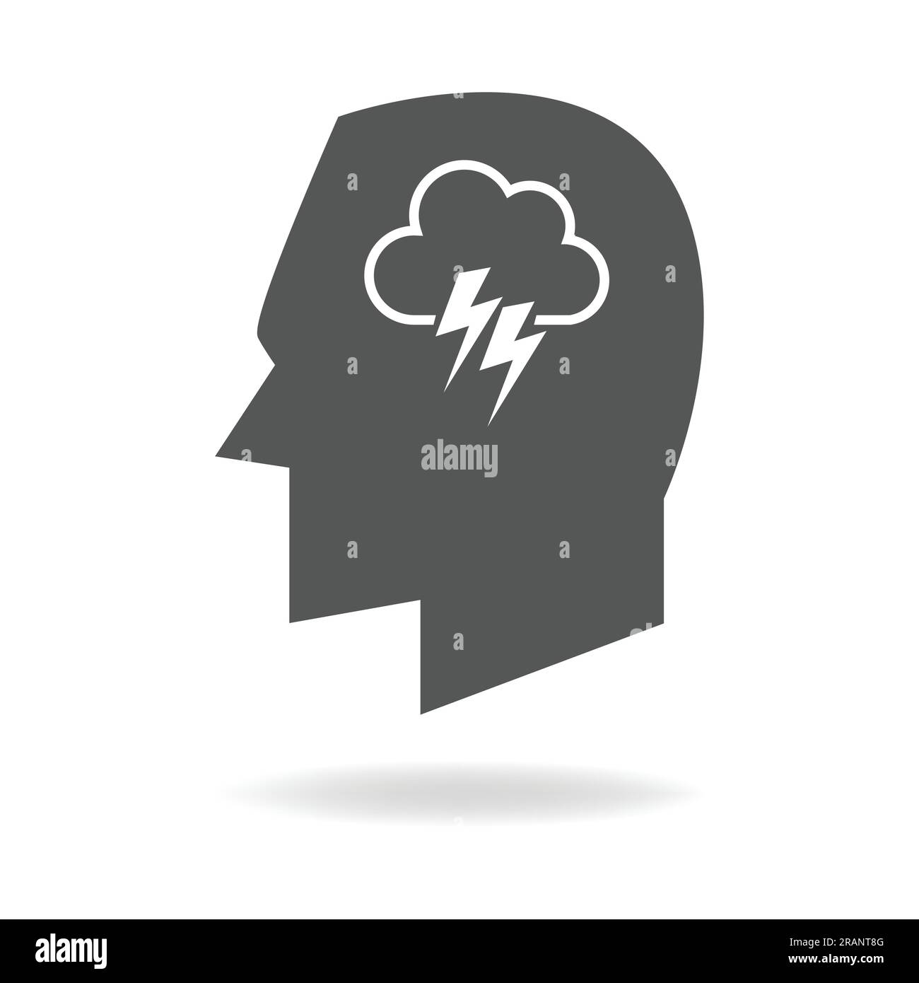Grafica concettuale della mente umana, nube con analogia thunder per il brainstorming Illustrazione Vettoriale