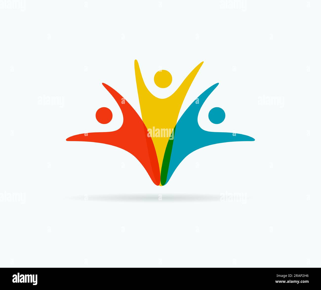 Logo astratto People Colorful. Design a icone con illustrazione di stile minimale. Emblema di coworking vettoriale o segno di comunità familiare Illustrazione Vettoriale