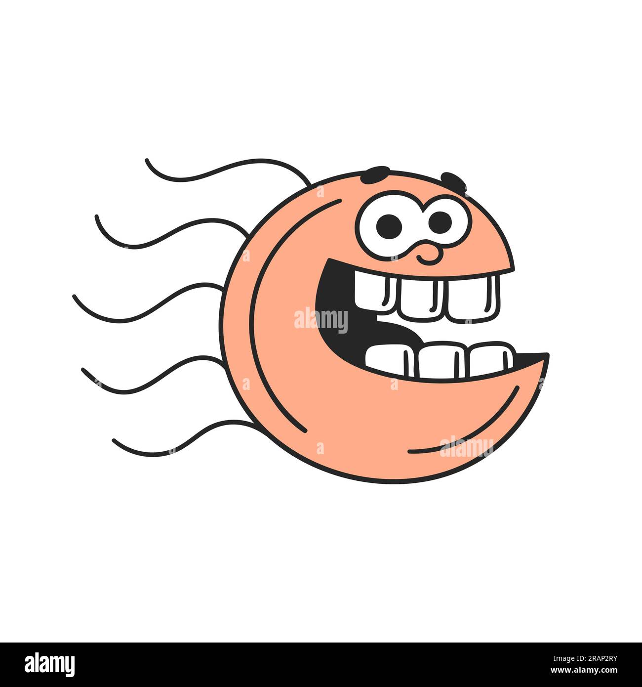 Cartoni animati rotondi, simpatico mostro ridere Illustrazione Vettoriale