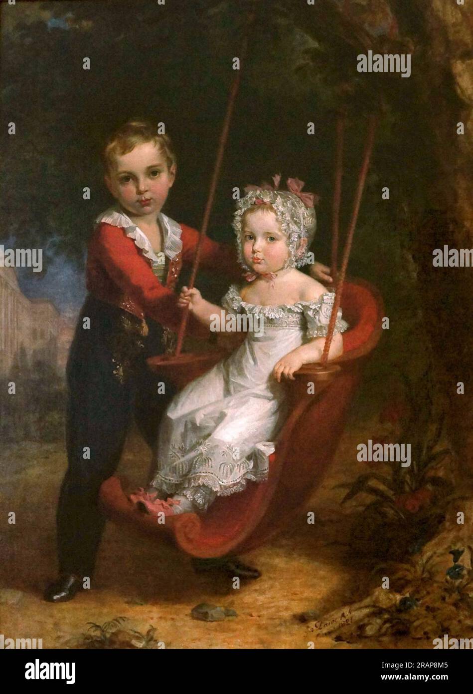 Il granduca Alessandro Nikolaevich (futuro zar Alessandro II di Russia) con la sorella minore, la granduchessa Maria Nikolaevna 1821 di Giorgio Dawe Foto Stock