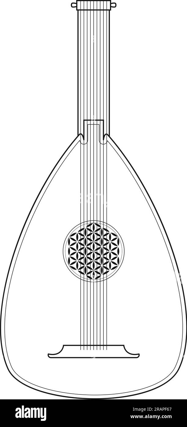 Semplice illustrazione vettoriale di un liuto isolato su sfondo bianco Illustrazione Vettoriale