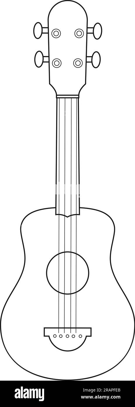 Semplice illustrazione vettoriale di un ukulele isolato su sfondo bianco Illustrazione Vettoriale