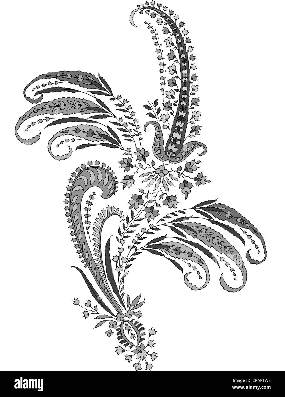 Un bellissimo paisley floreale astratto per creare un nuovo design di abbigliamento con fiori e foglie colorate e alla moda. Foto Stock