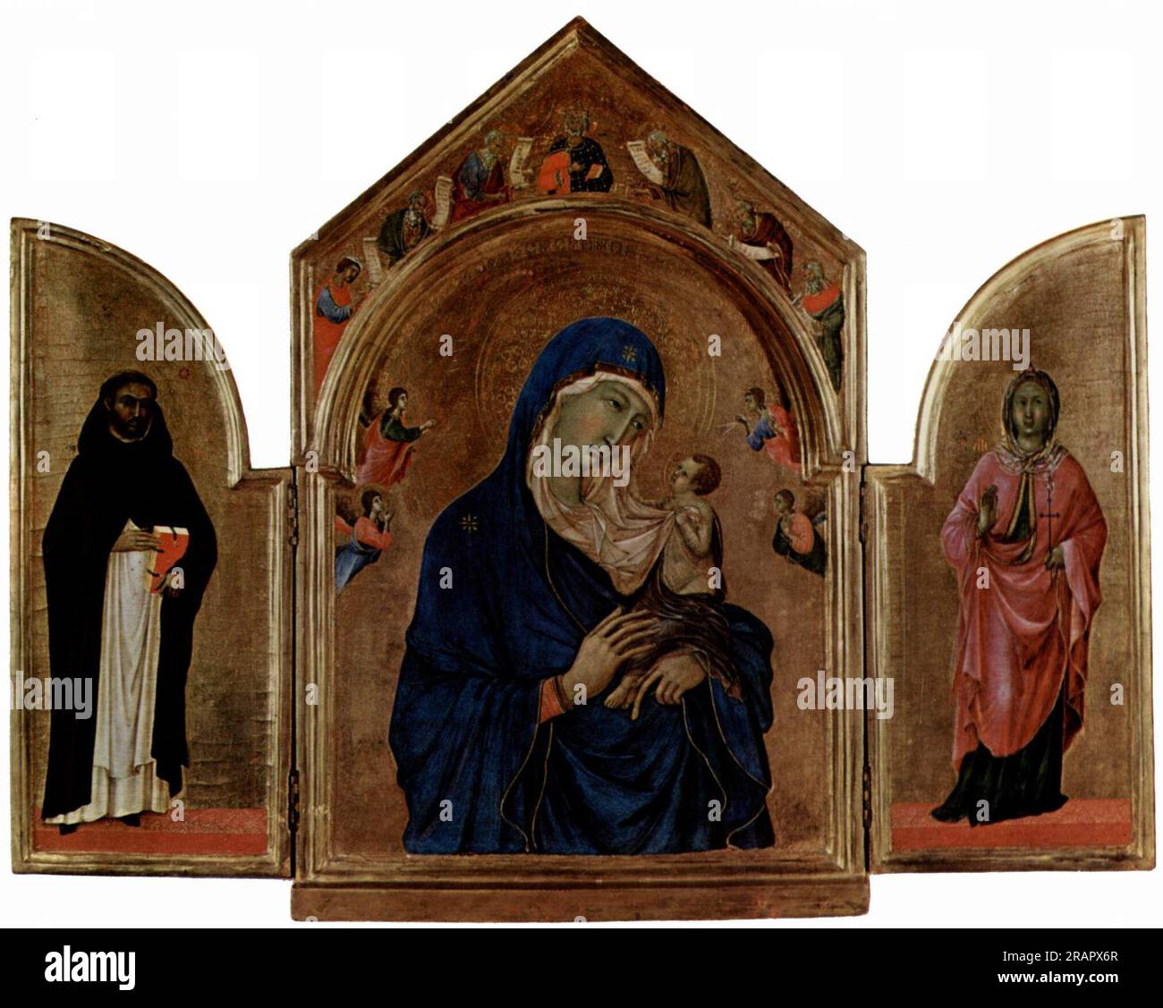 Trittico di Londra, Madonna con angeli e profeti 1305 di Duccio Foto Stock