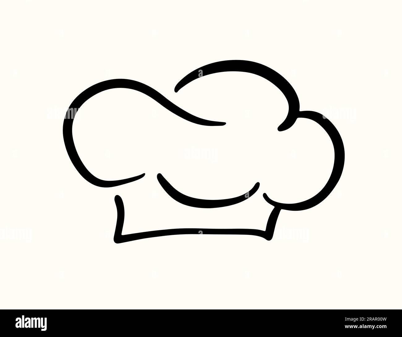 Chef Hat Line Art Drawing icona Cooking Logo Design Illustrazione Vettoriale