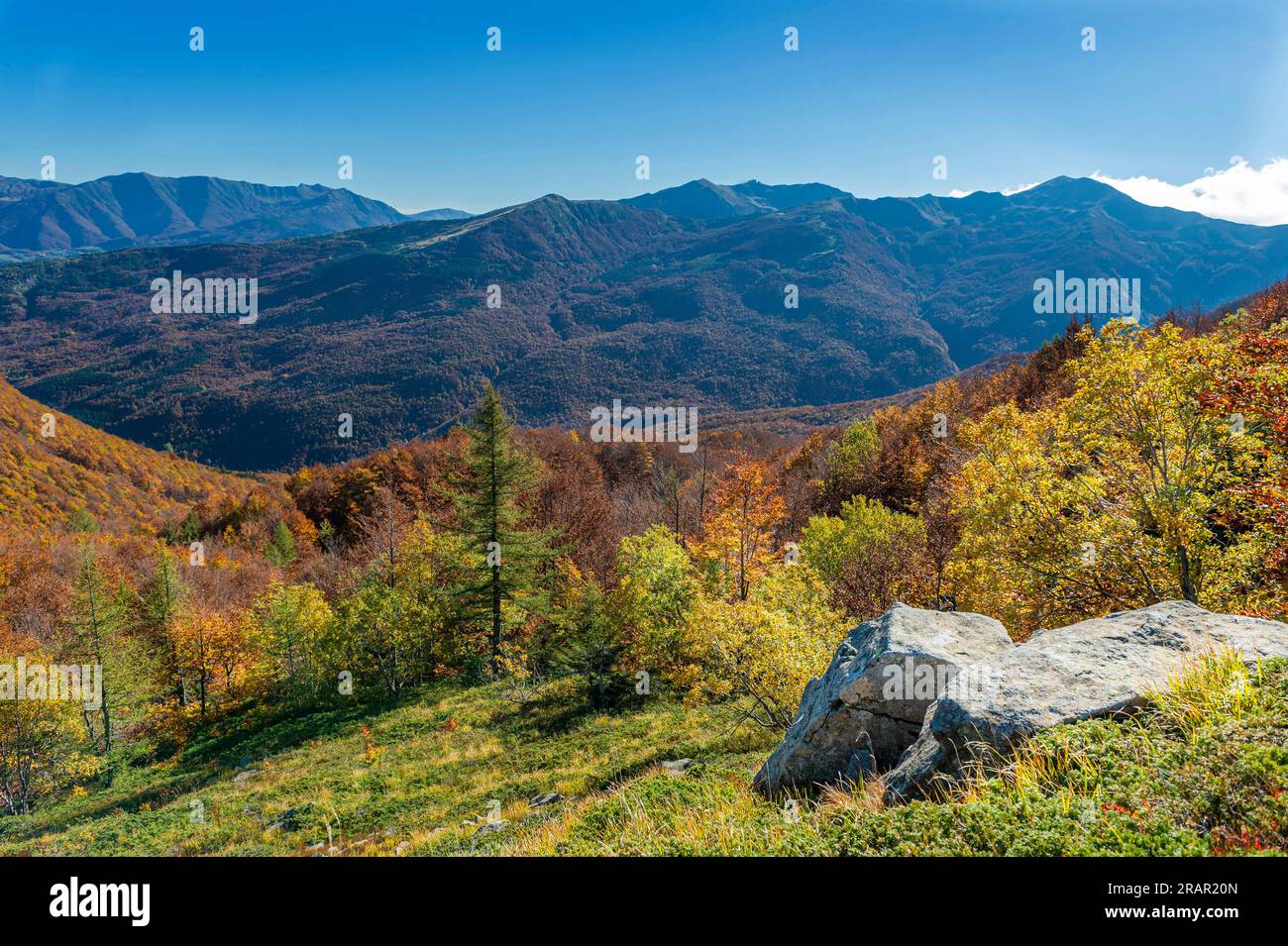 l'appennino monta durante la stagione autunnale, pievepelago, italia Foto Stock