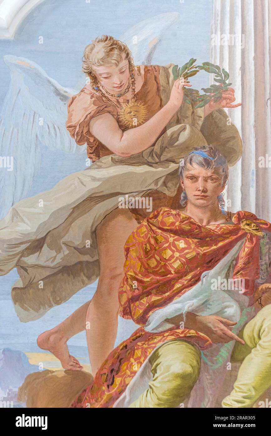 villa zileri motterle: affreschi di giambattista tiepolo, monteviale, italia Foto Stock