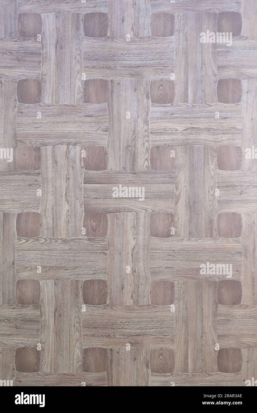 Linoleum di sfondo in legno marrone chiaro naturale sul terreno o sulla parete Foto Stock