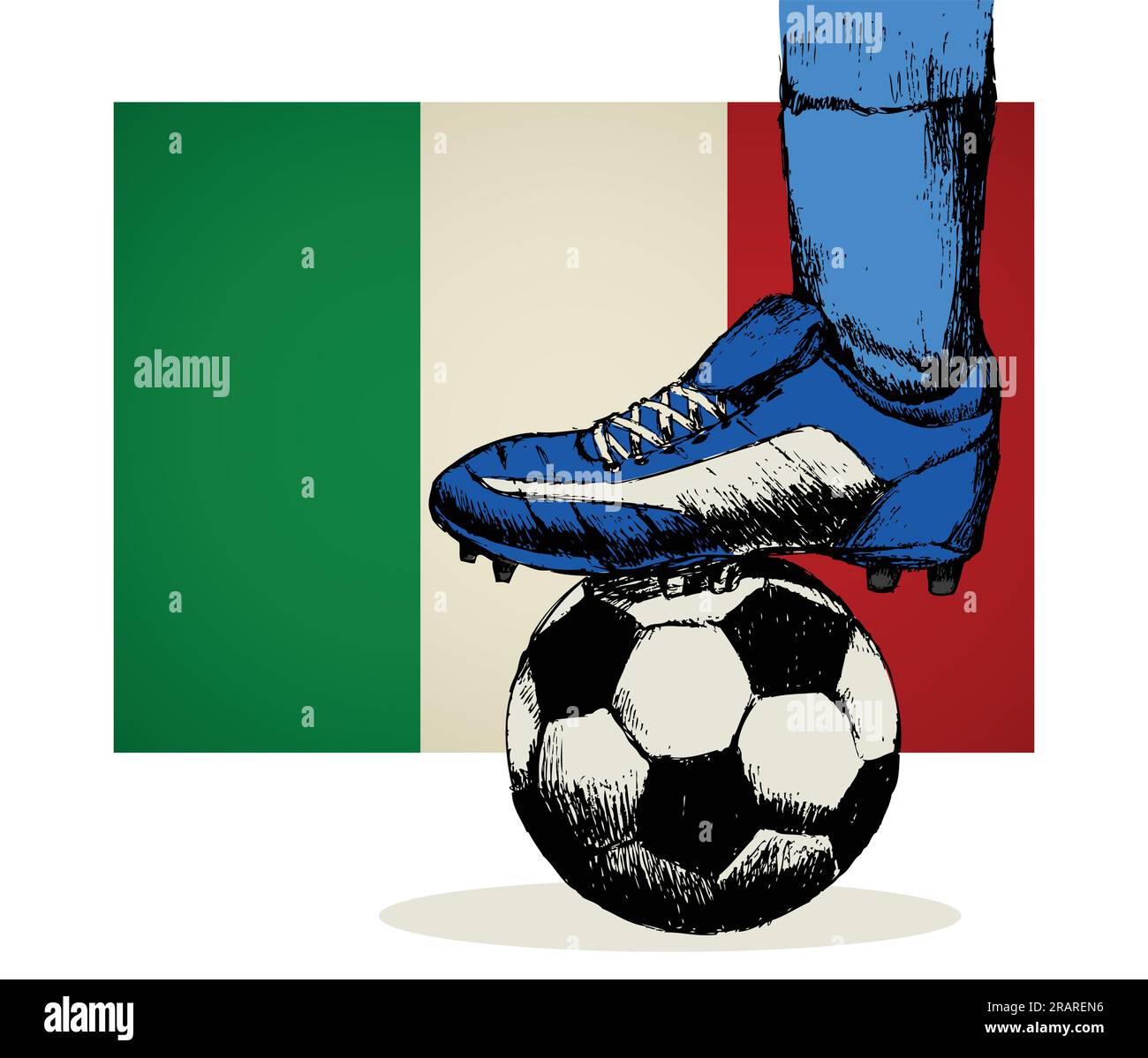 Abbozzo di scarpe e calzini da calcio con insegne italiane Illustrazione Vettoriale