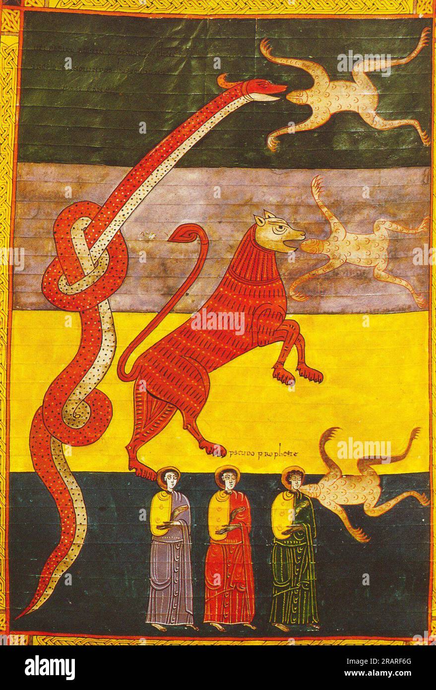 Les grenouilles sortent de la guele de la Bête, du Dragon et de la bouche du Faux Prophète. Apoc. XVI di Facundus Foto Stock