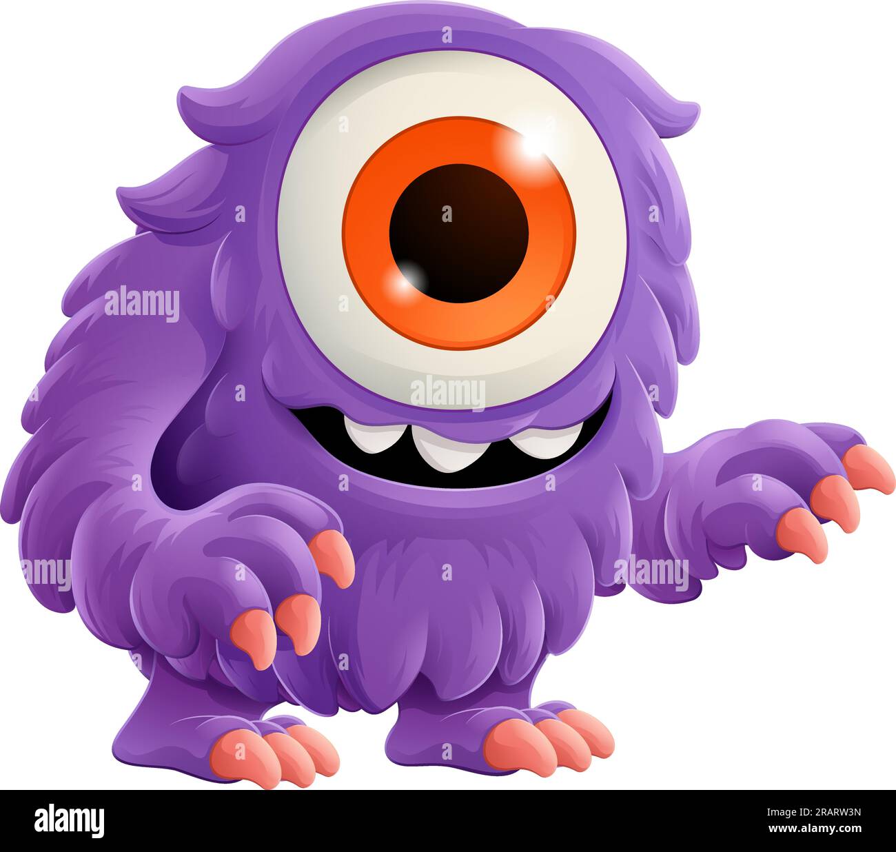 Mostro alieno carino cartone animato divertente personaggio Mascot Illustrazione Vettoriale