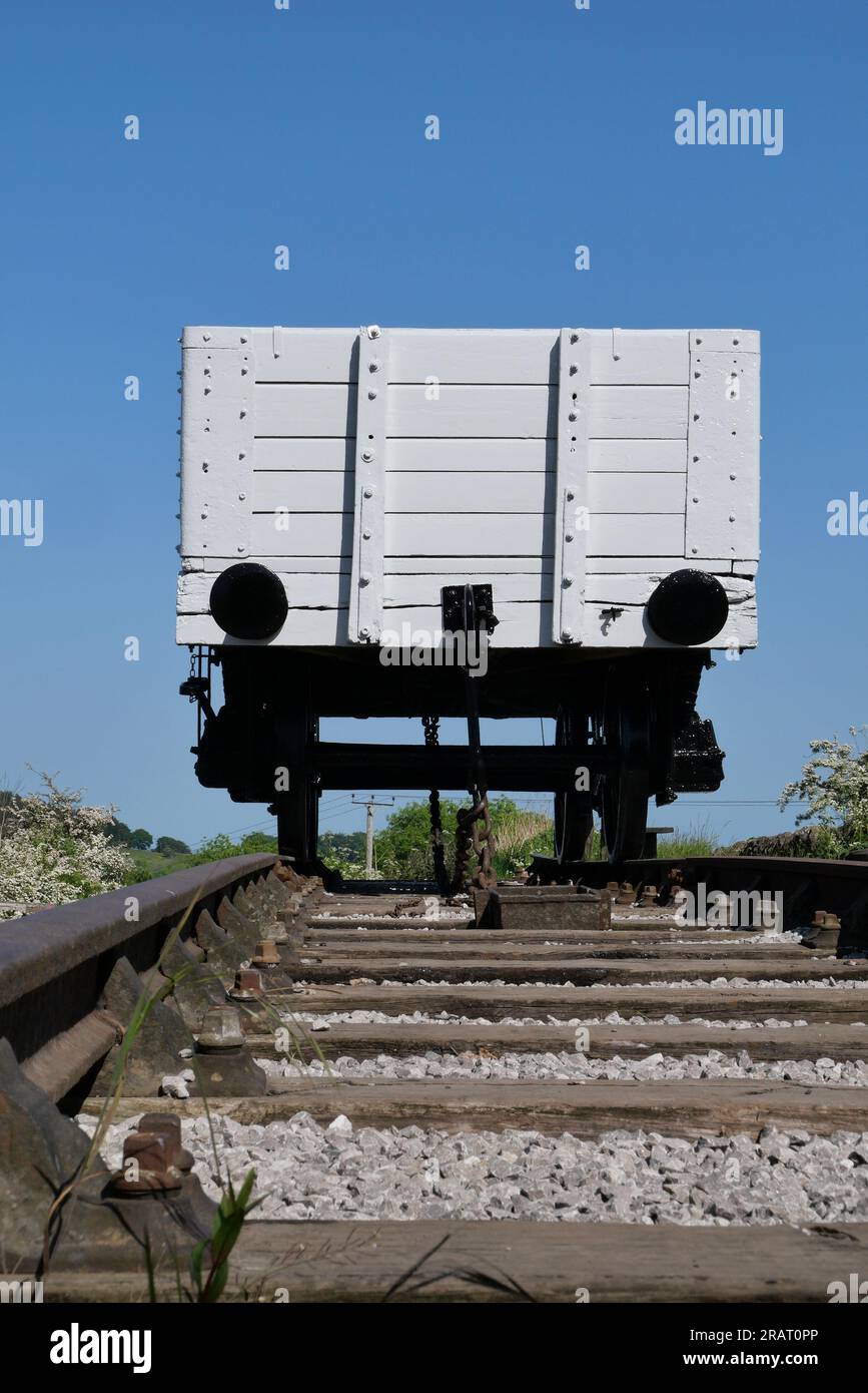 La ferrovia e un carro fuori dalla Middleton Top Engine House. Foto Stock