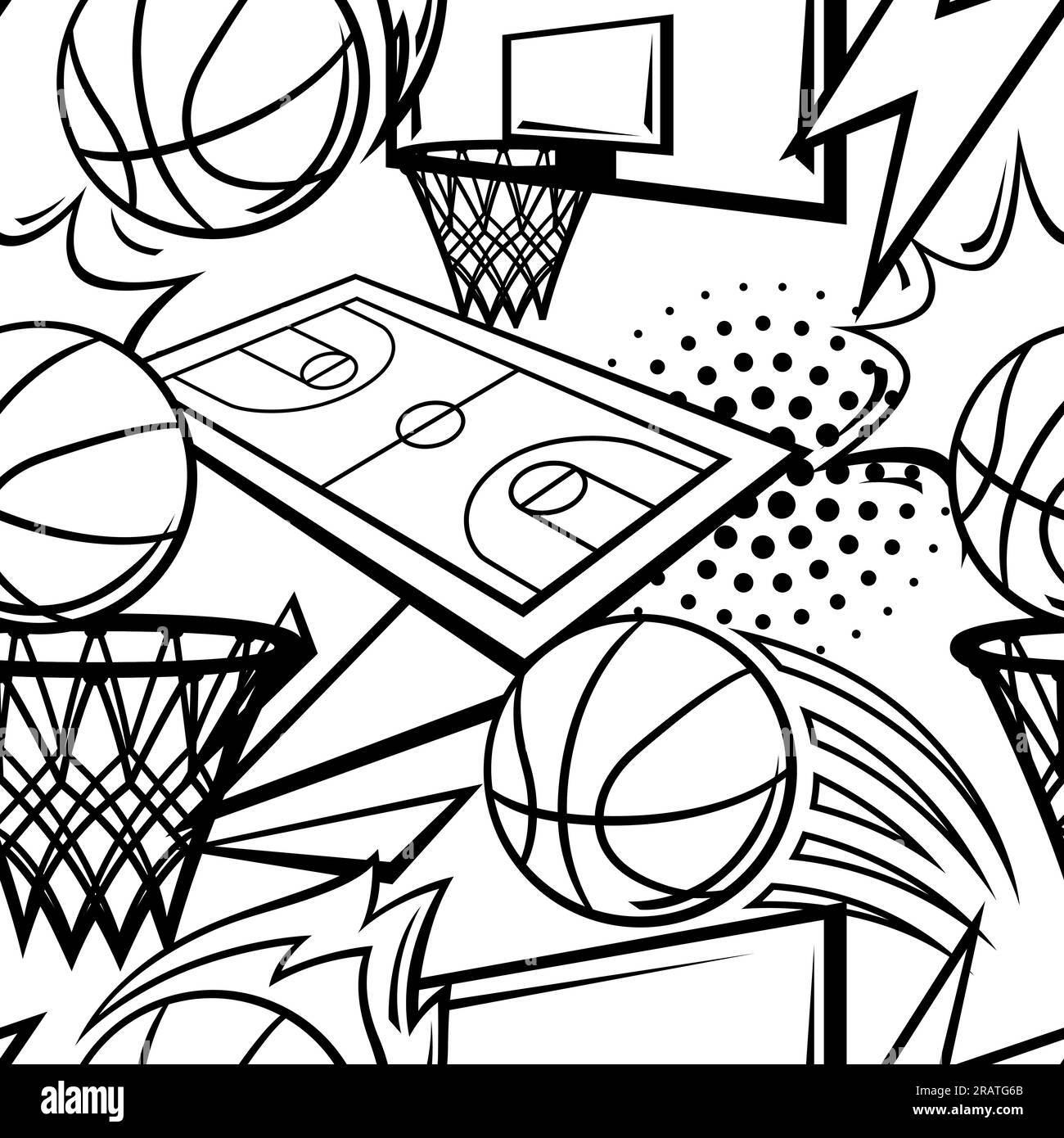 Modello con oggetti da basket. Illustrazione del club sportivo. Illustrazione Vettoriale