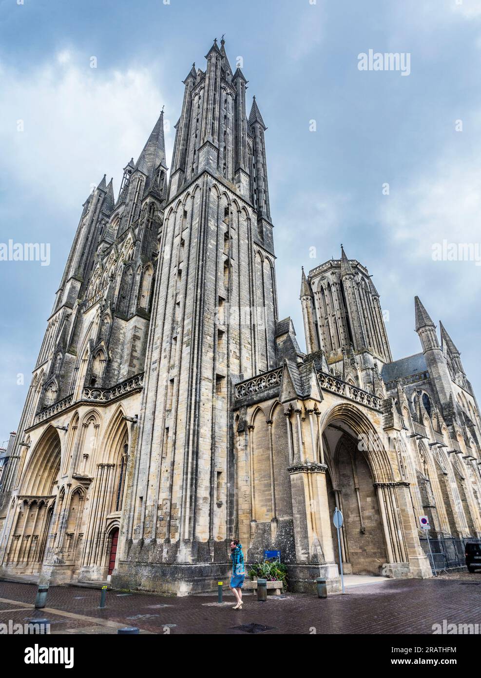 Cattedrale di Coutances, Cathédrale Notre-Dame de Coutances, cattedrale gotica cattolica del XIII secolo nella città di Coutances sulla penisola di Cotentin i Foto Stock
