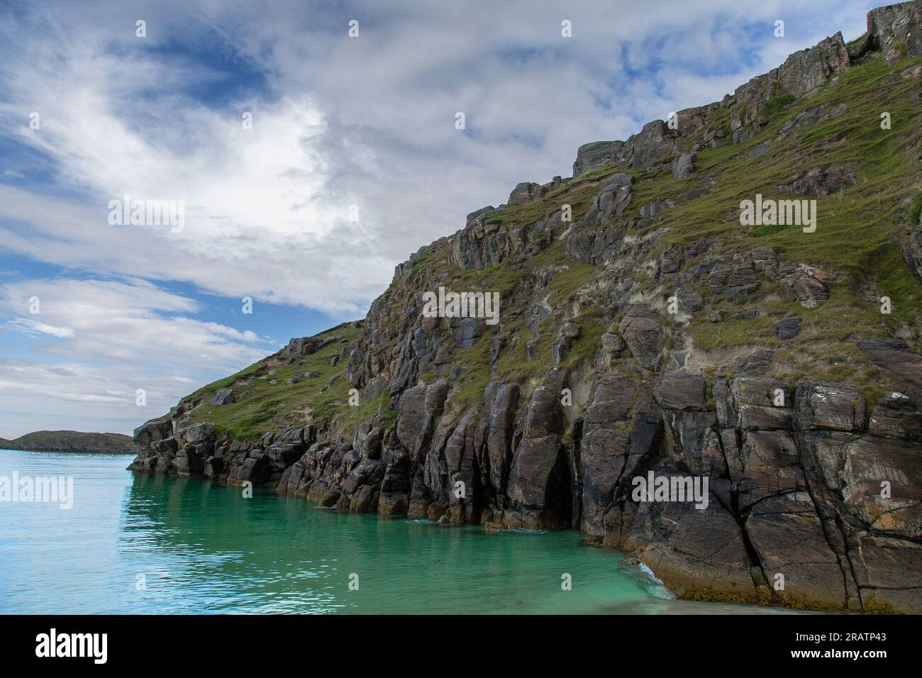 Scogliere e Mare Turchese, Caolas Phabaigh, Reef, Uig, Lewis, Isola di Lewis, Ebridi, Ebridi esterne, Isole occidentali, Scozia, Regno Unito Foto Stock