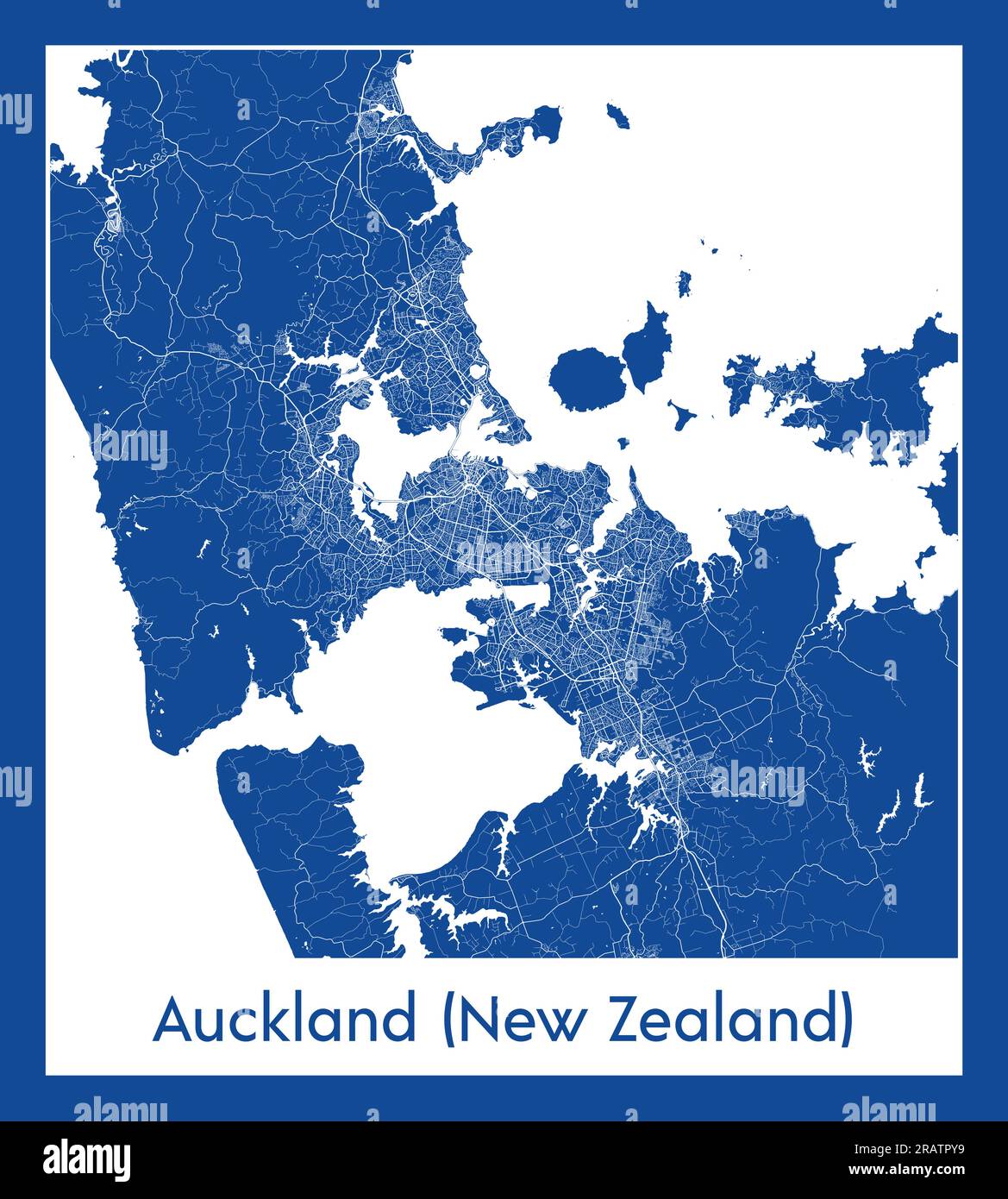 Auckland nuova Zelanda nuova Zelanda Oceania Mappa blu stampa illustrazione vettoriale Illustrazione Vettoriale