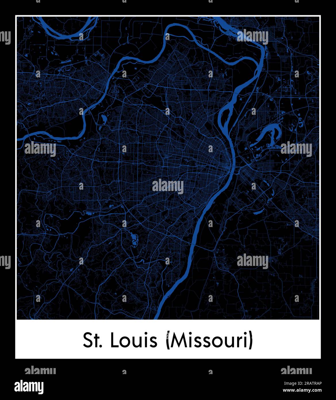 St Louis Missouri Stati Uniti Nord America città mappa blu stampa illustrazione vettoriale Illustrazione Vettoriale